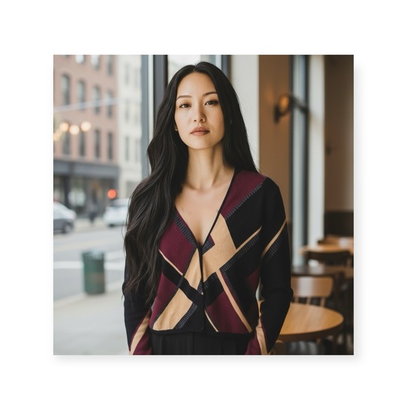 Y2K Vibes: Ellen Tracy ❁ Sequin Trim Silk Knit Print Cardigan Sweater ❁ Medium - Picture 15 of 16